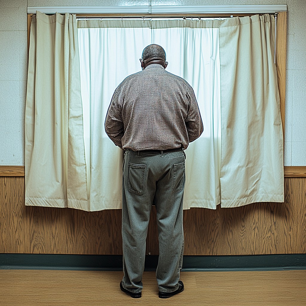 Free Man at window Image - Man, Window, Curtains | Download at StockCake