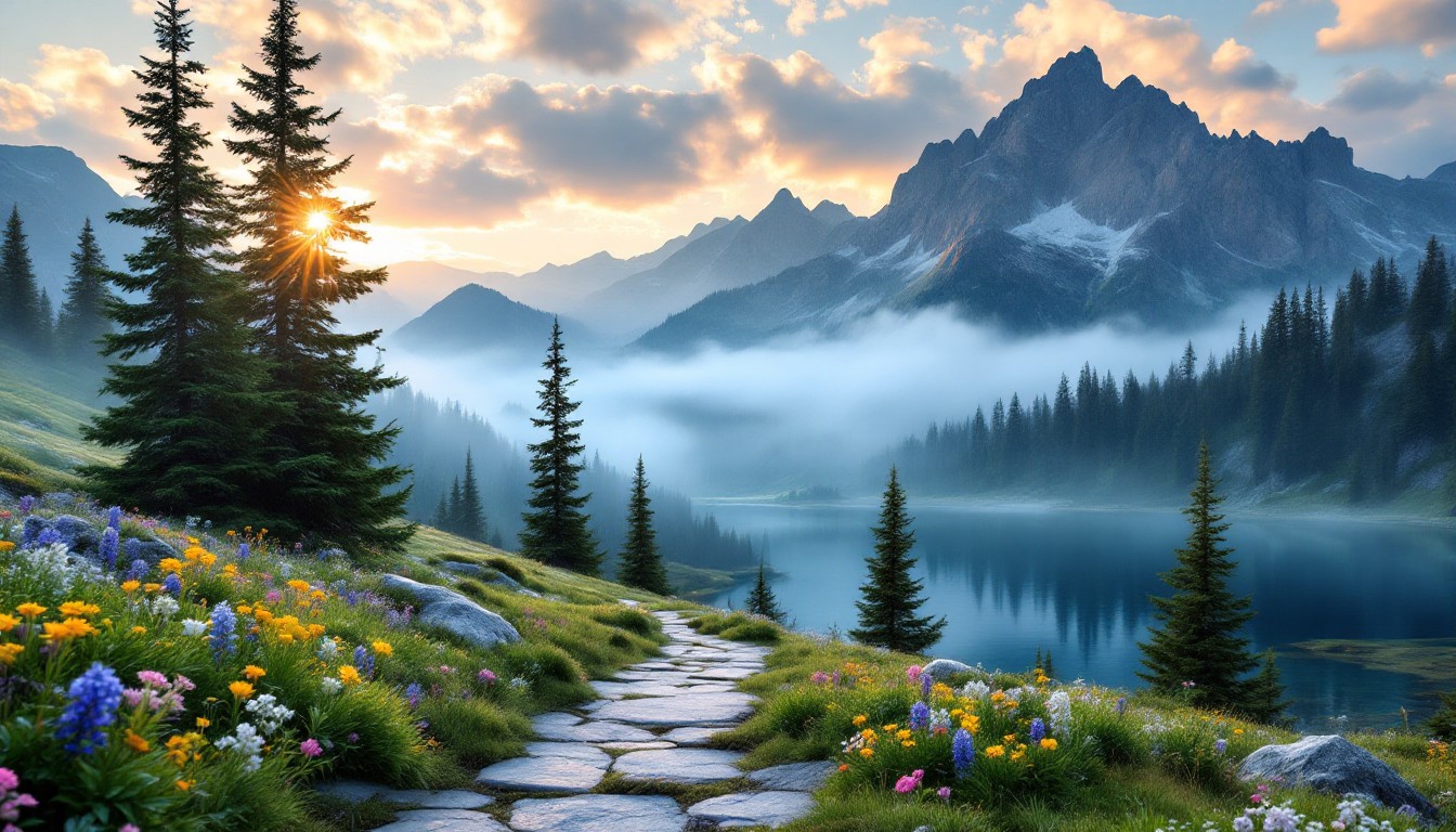 Free Misty Mountain Dawn Image - Mountains, Lake, Sunrise | Download at ...