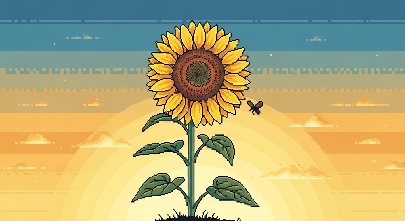 Free Pixelated Golden Bloom Image - Sunflower, Pixel, Sunrise ...