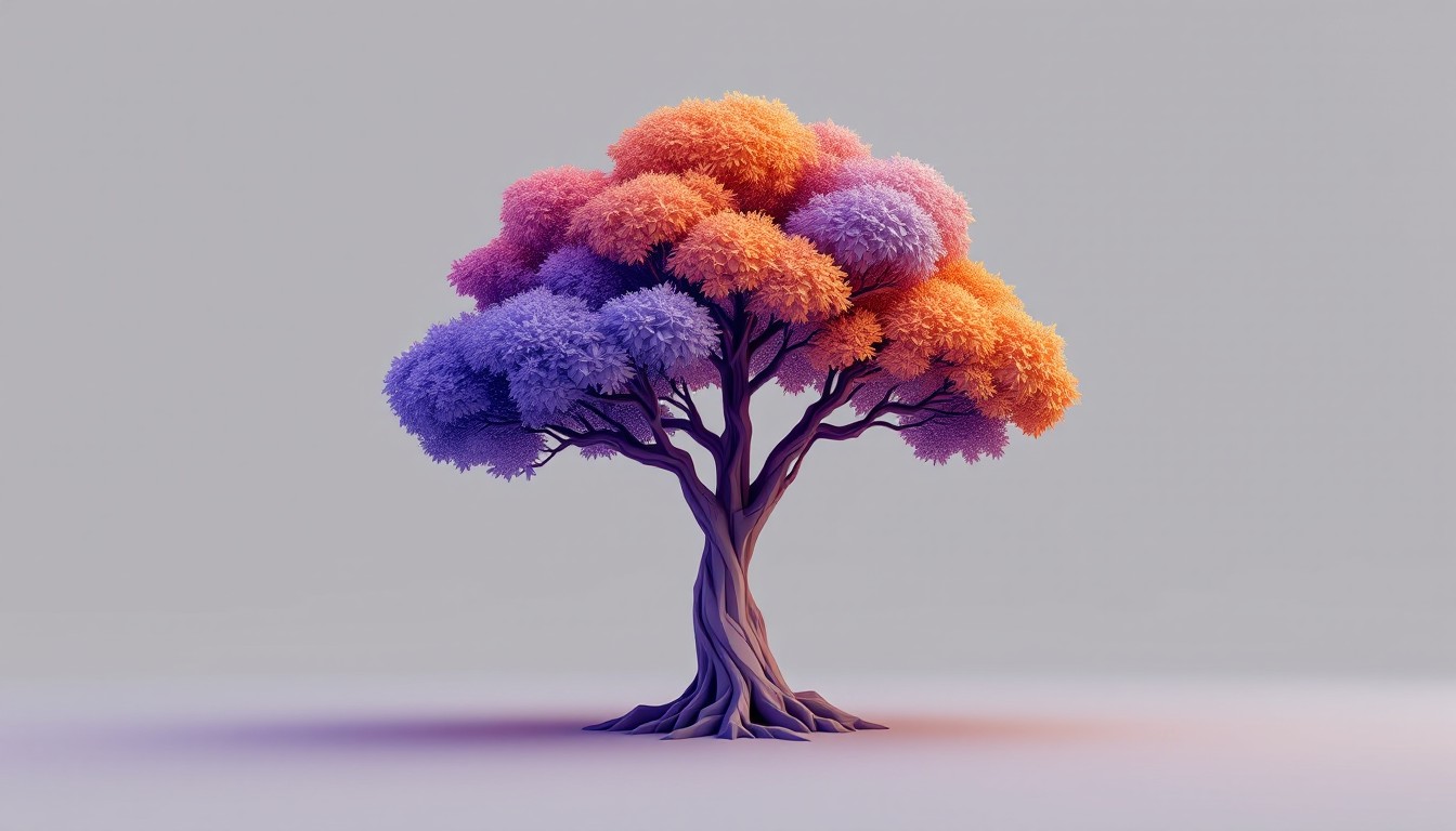 Free Magical Gradient Tree Image - Tree, Geometric, Purple | Download ...