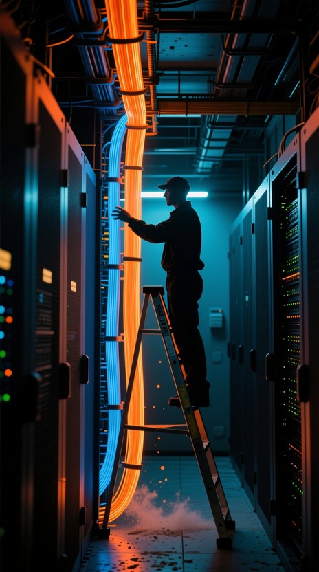Free Illuminated Data Corridors Image - Technician, Server, Datacenter ...