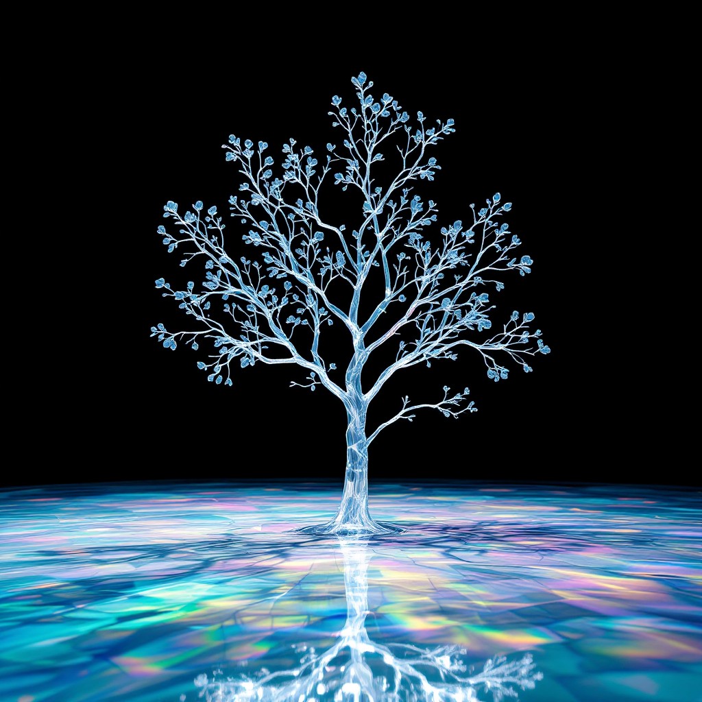 Free Luminous Tree Reflection Image - Tree, Reflection, Holographic ...