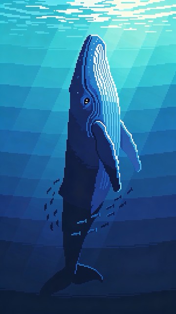 Free Ascending Blue Whale Image - Whale, Ocean, Pixel | Download at ...