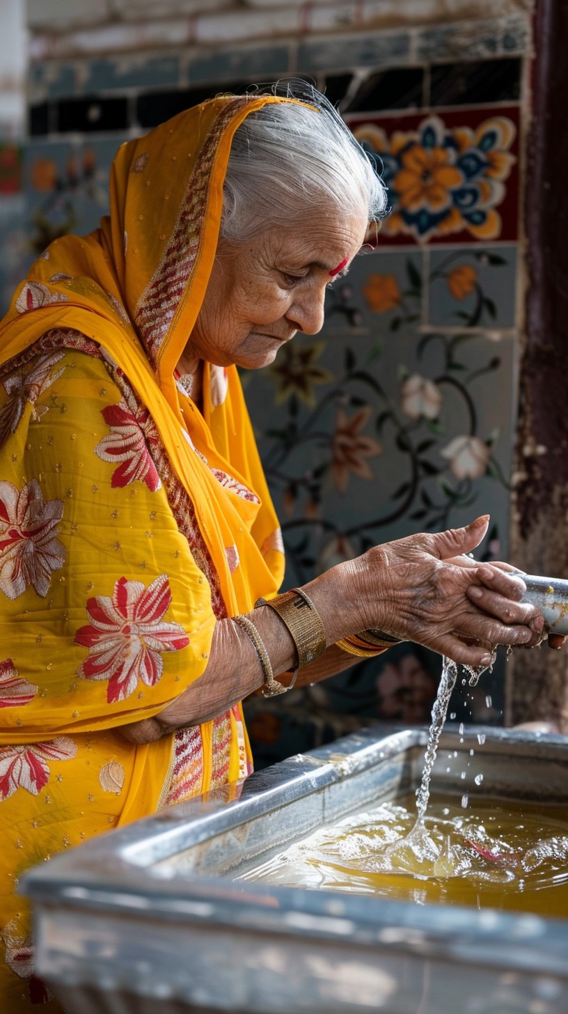 Free Graceful Ritual Cleansing Image - Elderly, Woman, Saree | Download ...