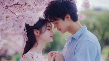 Free Romantic Spring Moment Image - Romance, Spring, Couple