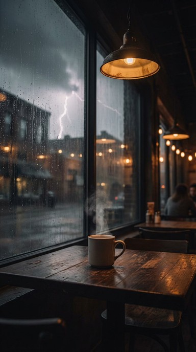Free Rainy Cafe Solitude Image - Cafe, Coffee, Rain | Download at StockCake