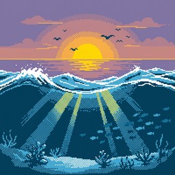 Free Pixel Ocean Sunset Image - Ocean, Pixel, Sunset | Download at ...