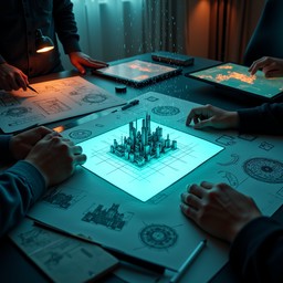Free Interactive Blueprint Creation Image - Holographic, Blueprint ...