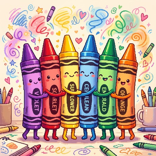 Free Colorful Crayon Friends Image - Crayons, Pixel, Illustration ...