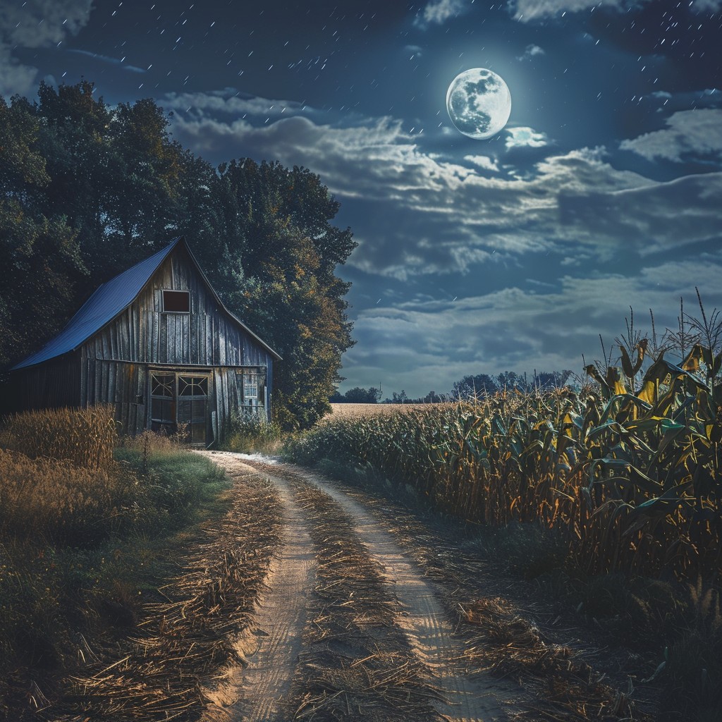 Download Moonlit Country Road Image - Night, Moon, Barn | StockCake