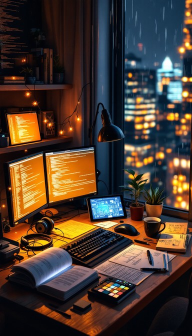 Free Cozy Tech Workspace Image - Coding, Workspace, Nighttime ...
