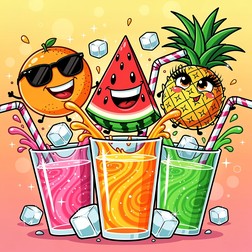 Free Tropical Fruit Party Image - Cartoon, Illustration, Fruits ...