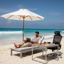 Free Beach Office Setup Image - Beach, Office, Laptop | Download at ...