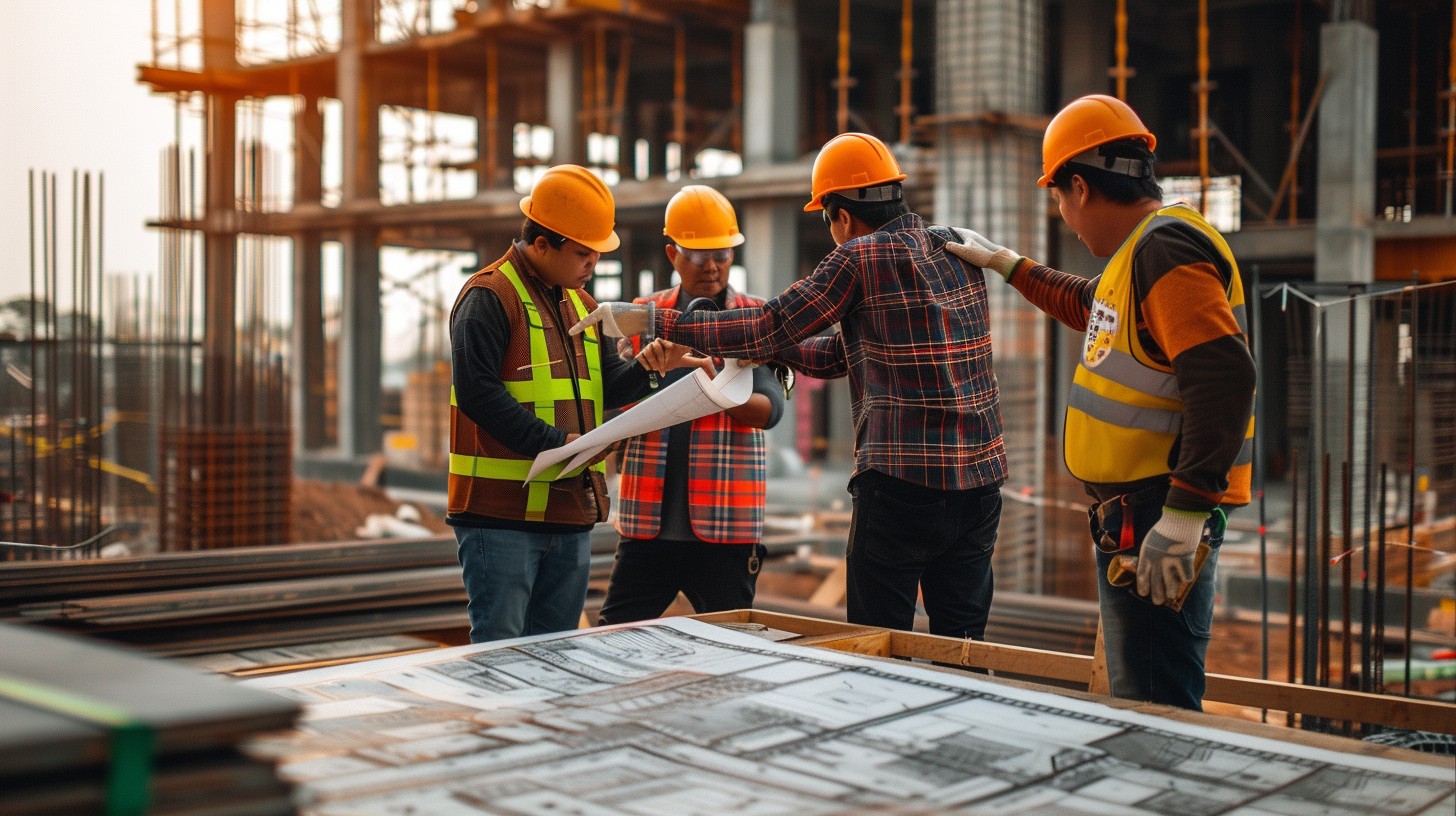 Free Construction Collaboration Huddle Image - Construction, Workers ...