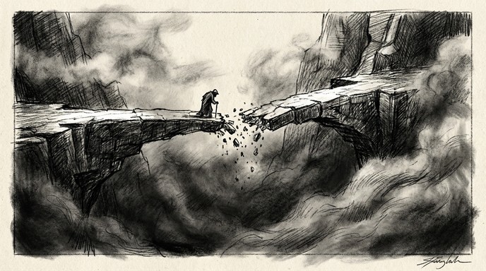 Download Bridge Over Abyss Image - Charcoal, Sketch, Bridge | StockCake