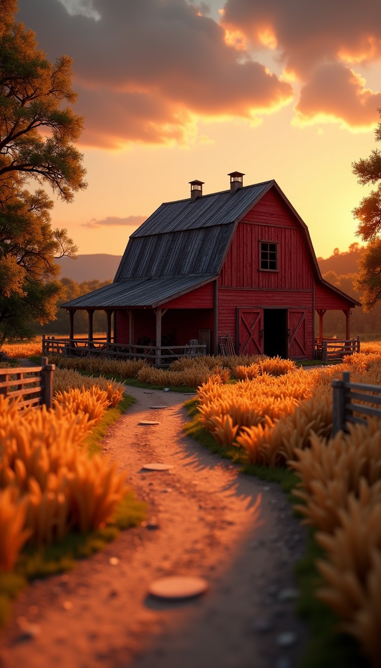 Free Sunset Barn Path Image - Barn, Sunset, Countryside | Download at ...