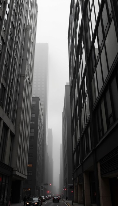 Free Foggy Urban Canyon Image - Skyscrapers, Fog, Cityscape | Download ...