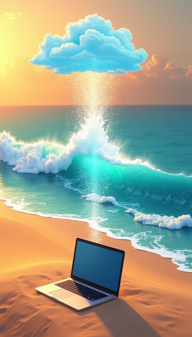 Technology Background Ocean Free Seaside Tech Harmony Image - Beach, Laptop, Technology | Download ...