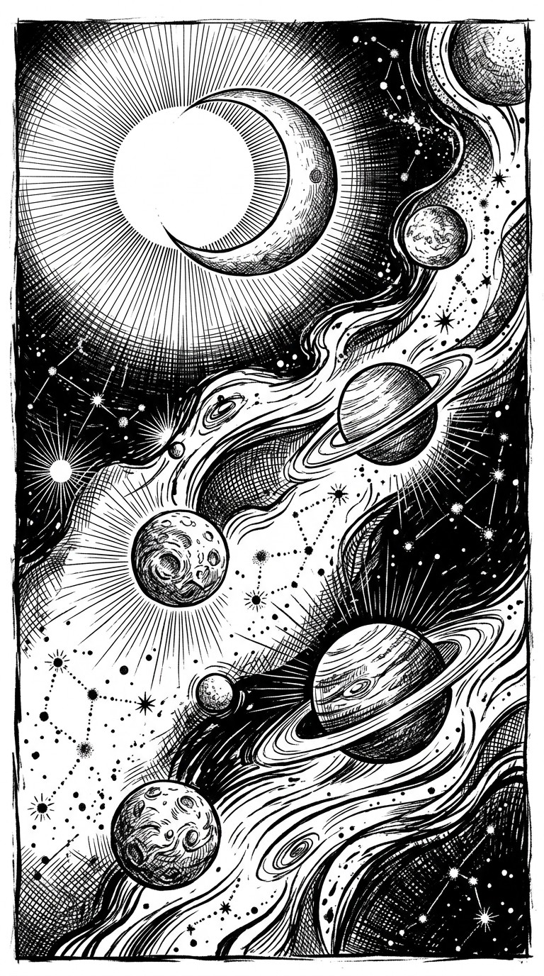 Free Cosmic Ink Illustration Image - Cosmic, Celestial, Illustration ...