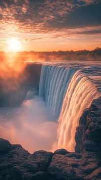 Free Sunset Cascade View Image - Sunset, Waterfall, Nature | Download ...
