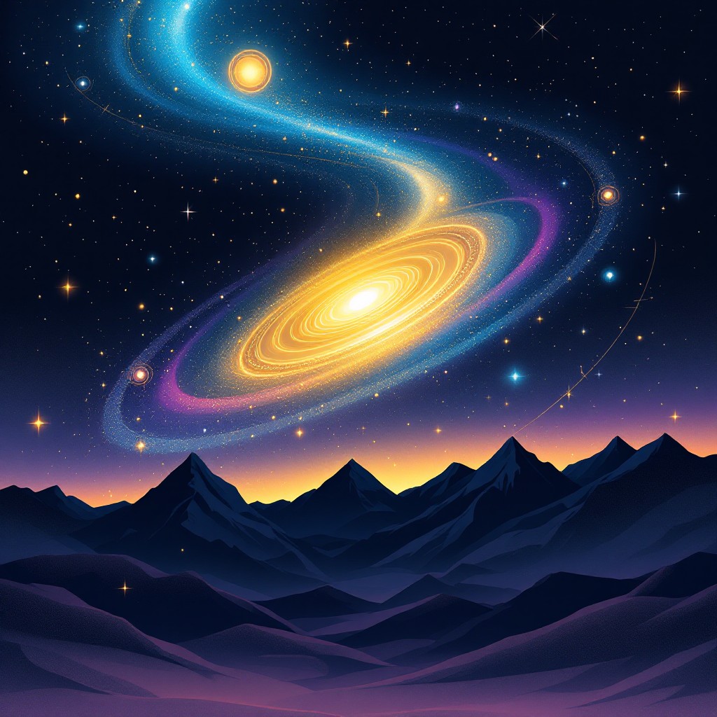 Celestial Ridge Free Celestial Mountain Dreamscape Image - Galaxy, Illustration, Cosmic ...