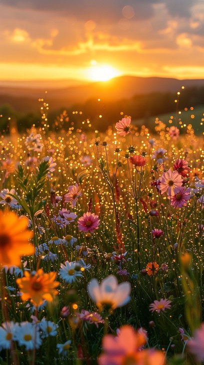 Free Sunset Flower Field Image - Sunset, Flowers, Wildflowers ...