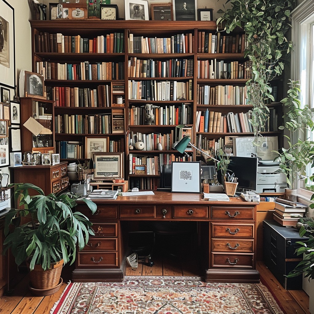 Free Cozy Study Space Image - Books, Plants, Desk | Download at StockCake