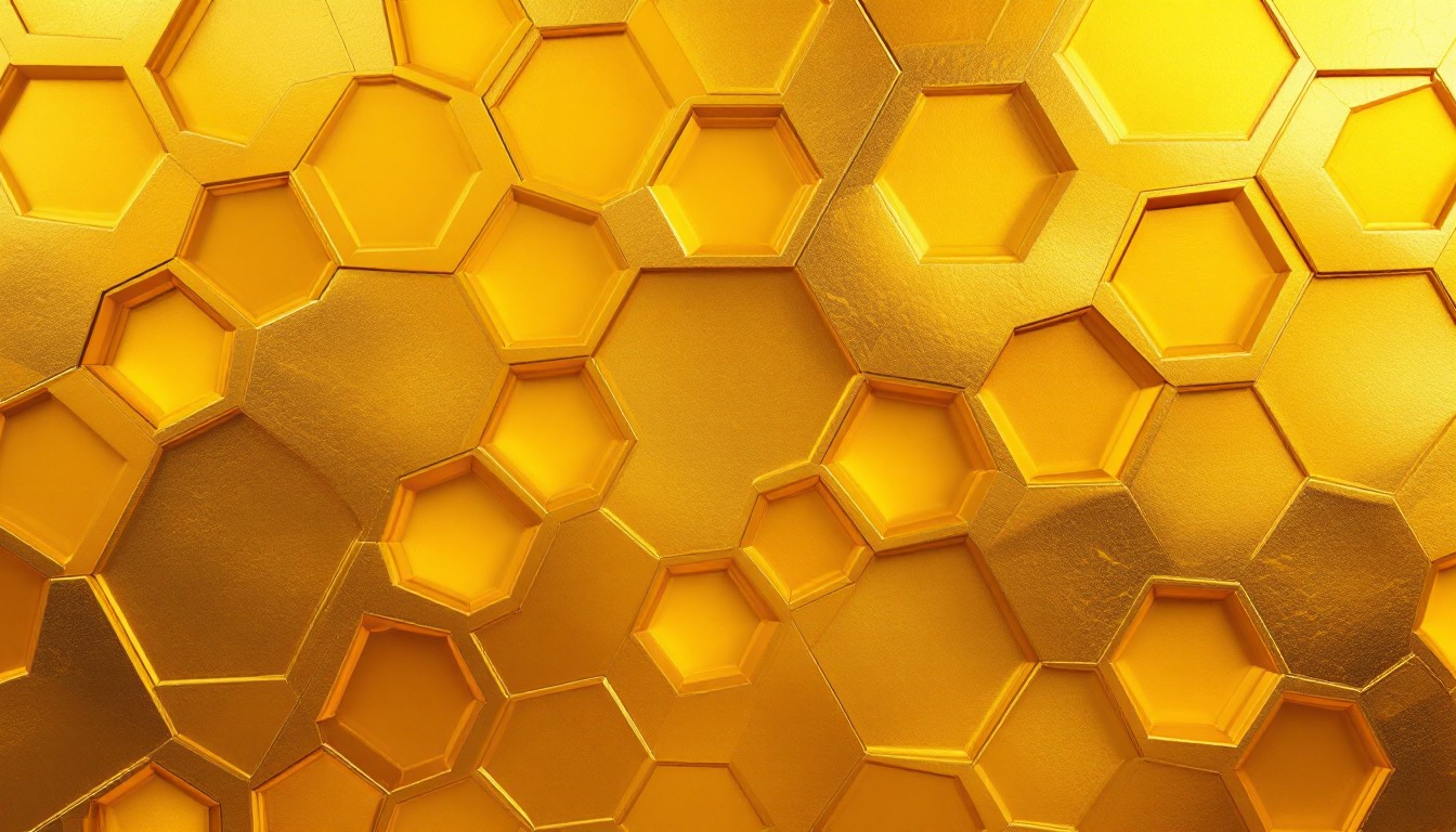 Free Golden Honeycomb Pattern Image - Golden, Honeycomb, Hexagonal ...