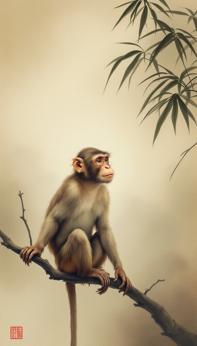 Contemplative Monkey Free Contemplative Monkey Meditates Image - Monkey, Oriental, Brushwork ...