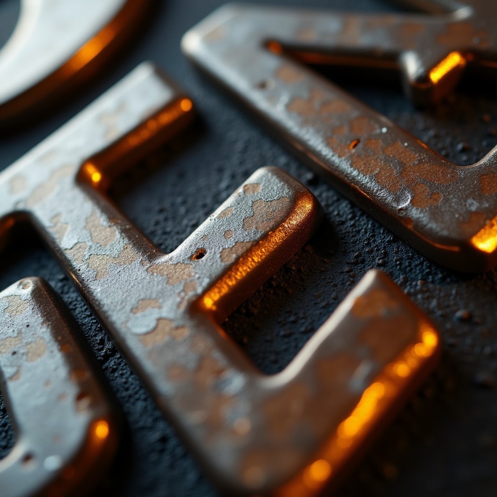 Free Metallic Type Detail Image - Metallic, Typography, Macro ...