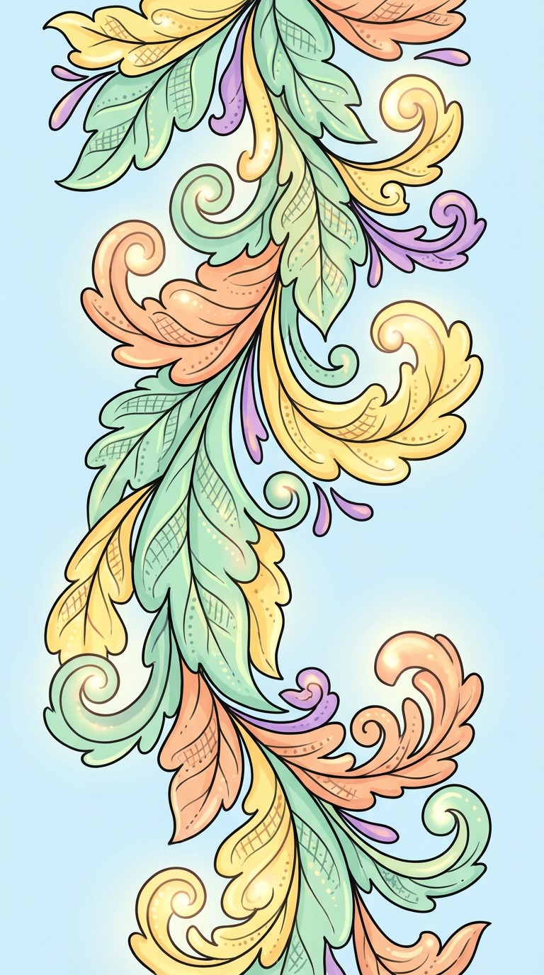 Free Magical Leaf Cascade Image - Botanical, Whimsical, Illustration ...