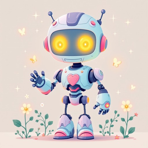 Free Friendly Robot Meadow Image - Robot, Kawaii, Illustration ...