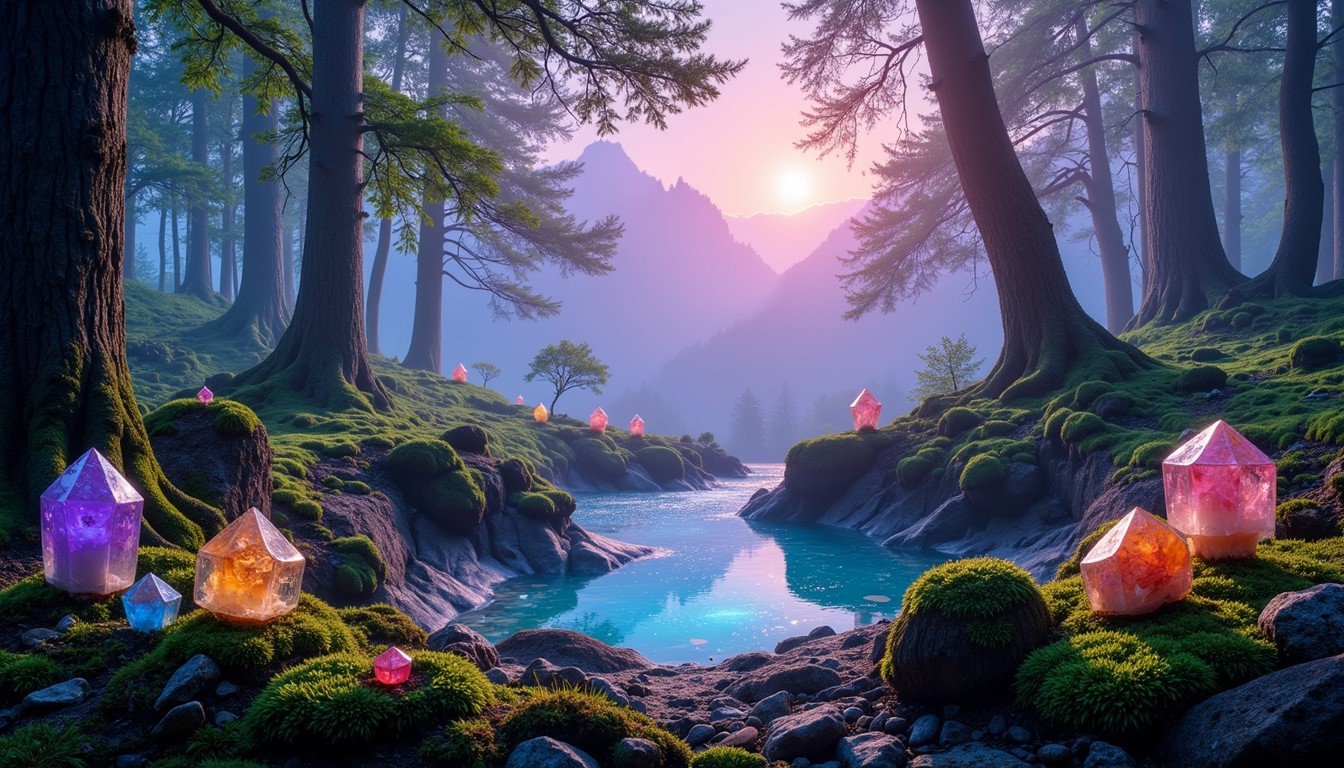 Free Enchanted Crystal Forest Image - Forest, Crystals, Stream ...