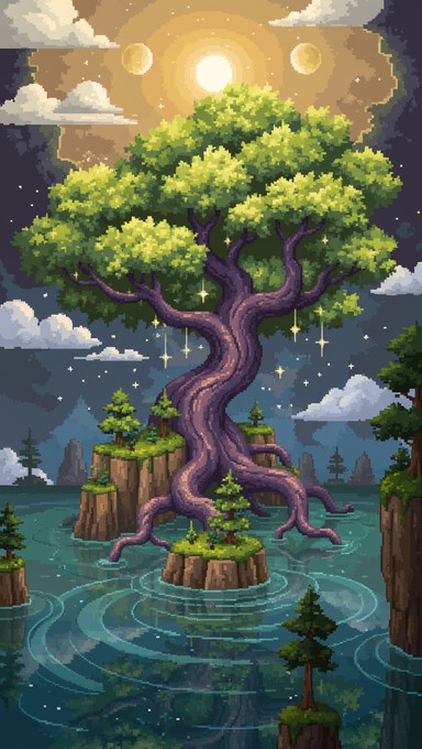 Undertale Pixel Tree Free Fractal Tree Universe Image - Fractal, Tree, Pixel | Download at ...