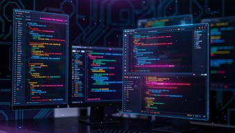 Free Neon Programming Workspace Image - Cyberpunk, Programming, Code ...