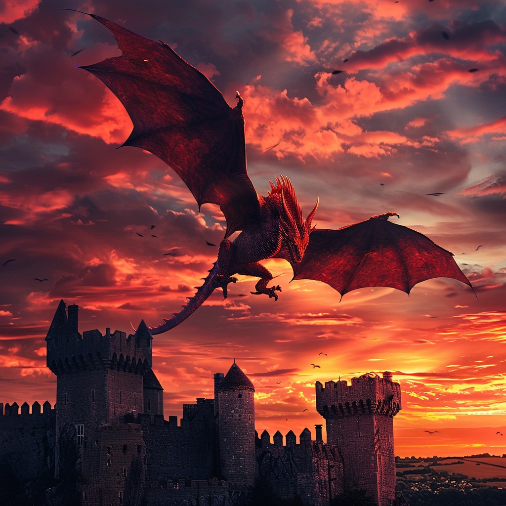 Free Fiery Dragon Sunset Image - Dragon, Sunset, Castle | Download at ...