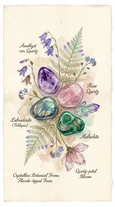 Free Gemstone Botanical Study Image - Watercolor, Botanical, Gemstones ...