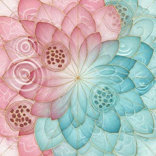 A mesmerizing lotus flower unfolds in perfect symmetry, its translucent ...