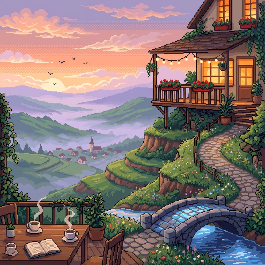 Free Pixel Paradise Morning Image - Pixel, Cafe, Hillside | Download at ...