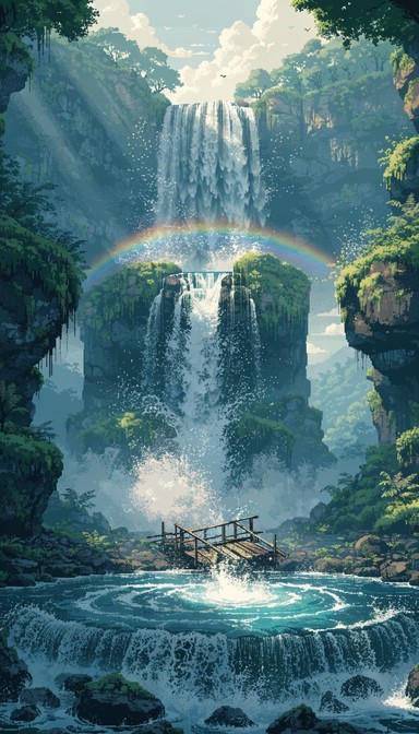Free Pixel Waterfall Art Image - Waterfall, Pixel, Retro | Download at ...