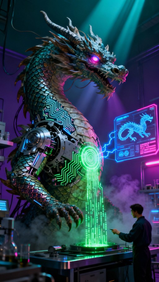Free Dragon Digital Resurrection Image - Dragon, Cyberpunk, Futuristic ...
