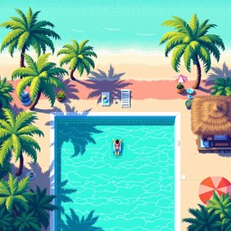 Free Pixel Paradise Pool Image - Pixel, Retro, Tropical | Download at ...
