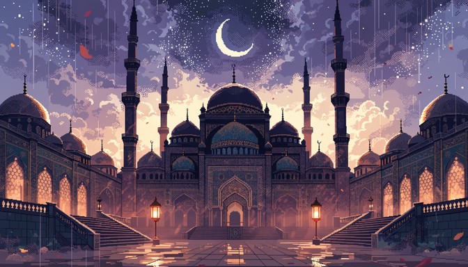 Islam Building Pixel Free Majestic Mosque Twilight Image - Mosque, Islamic, Architecture ...