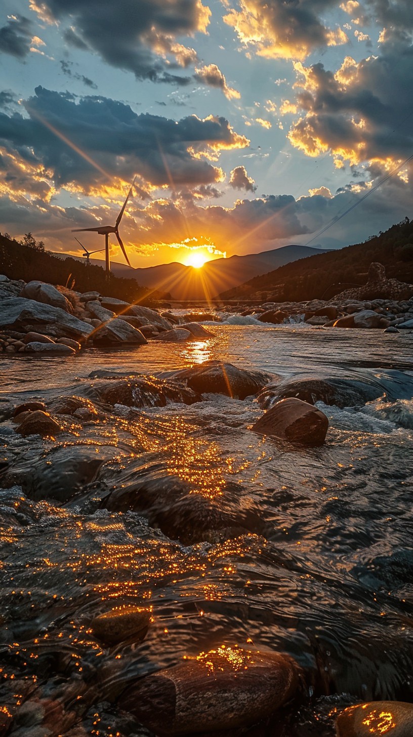 Free Sunset Mountain Stream Image - Sunset, Stream, Mountains ...