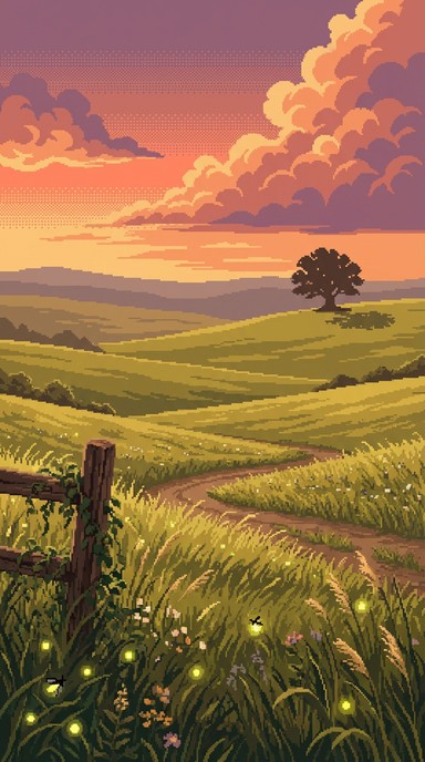Free Pixelated Dawn Meadow Image - Pixelart, Sunrise, Dawn | Download ...