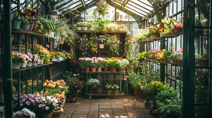Free Lush Greenhouse Interior Image - Greenhouse, Plants, Flowers ...