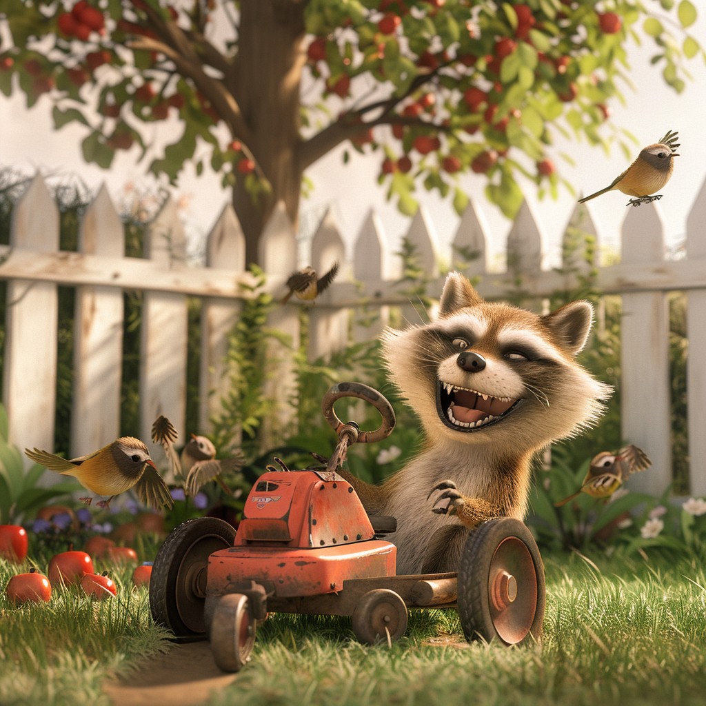 Free Raccoon Enjoying Garden Image - Raccoon, Garden, Lawnmower ...