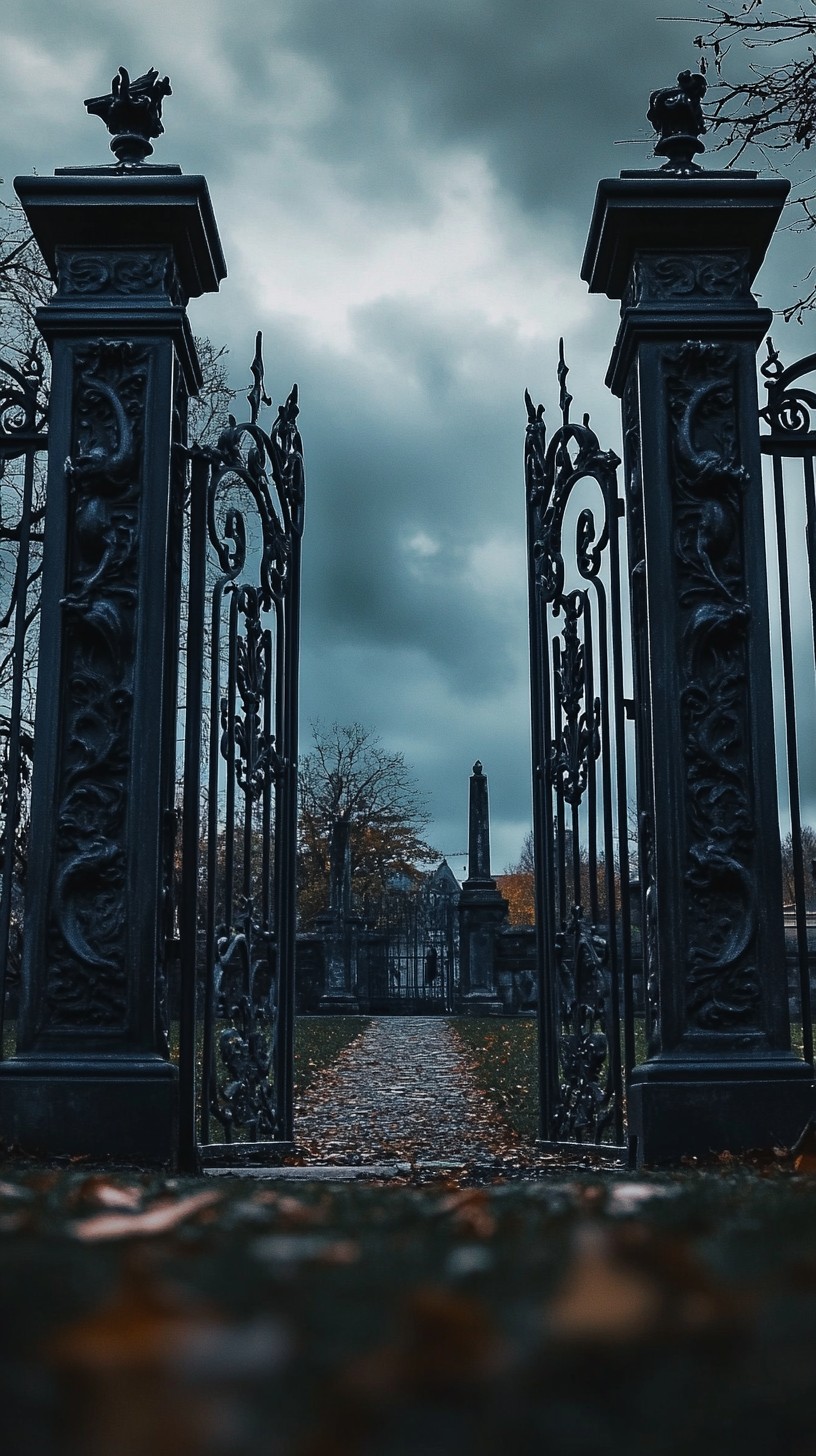 Free Gloomy cemetery entrance Image - Gloomy, Gates, Cemetery ...