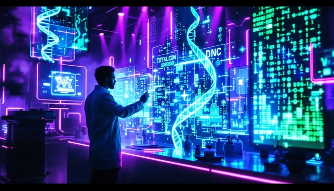 Free Holographic DNA Analysis Image - Futuristic, Laboratory ...