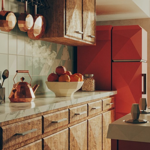 Free Minimalist Galley Kitchen Image - Kitchen, Isometric, 3d ...